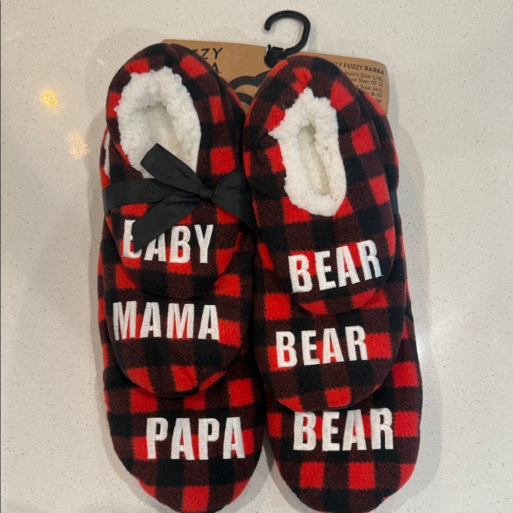 Fuzzy Baba set of 3 Plaid Family Pack slippers brand new